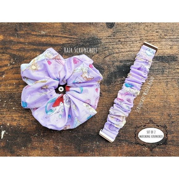 Set Disney Princess Scrunchies Band for Fitbit Sense Versa 3 2 Lite Apple Watch - Picture 2 of 5